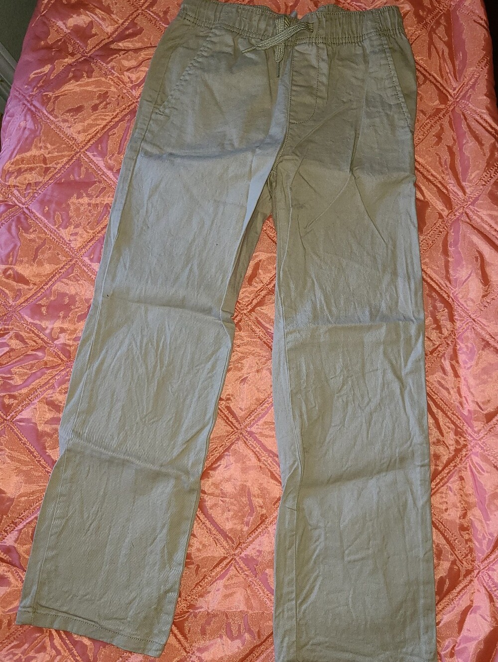 Gently Used Boy's Old Navy Khaki Drawstring Casual Pants - Size L (10/12)